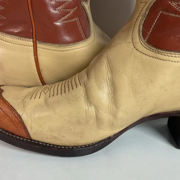 Vintage Tony Lama Urban Cowboy Boots | Teju Lizard Wingtip | Gold Label | 10 D - Picture 15 of 16